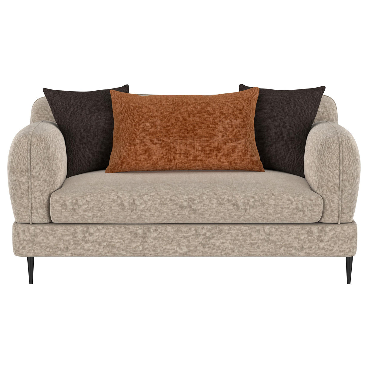 Coaster Furniture Jade 509412 Chenille Upholstered Sculpted Track Arm Loveseat - Latte IMAGE 5