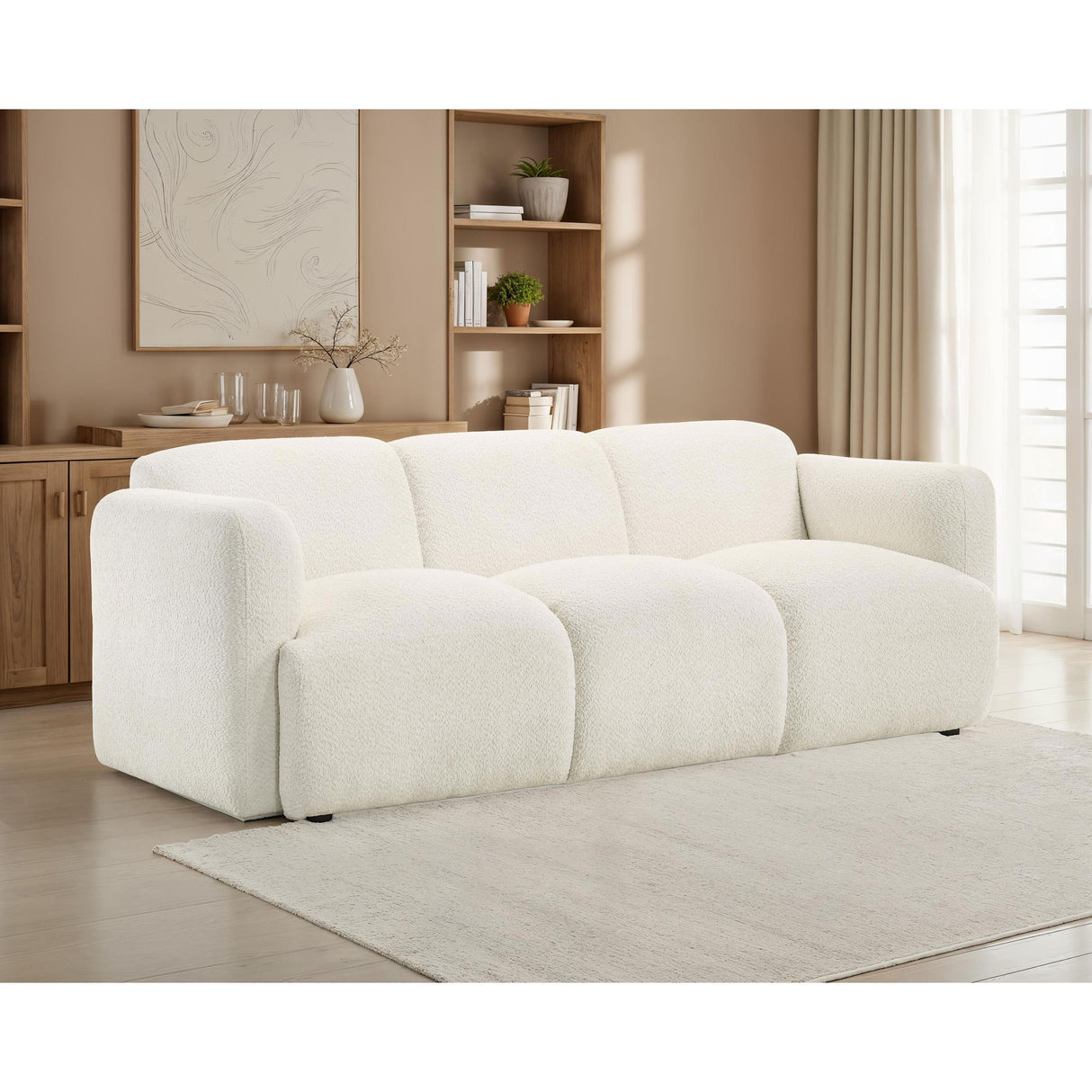 Coaster Furniture Dorset 509811 Fabric Upholstered Round Track Arm Sofa - White IMAGE 4