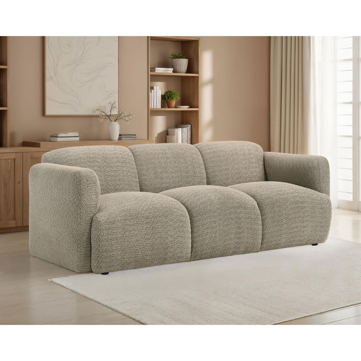 Coaster Furniture Dorset 509814 Fabric Upholstered Round Track Arm Sofa - Brown IMAGE 5