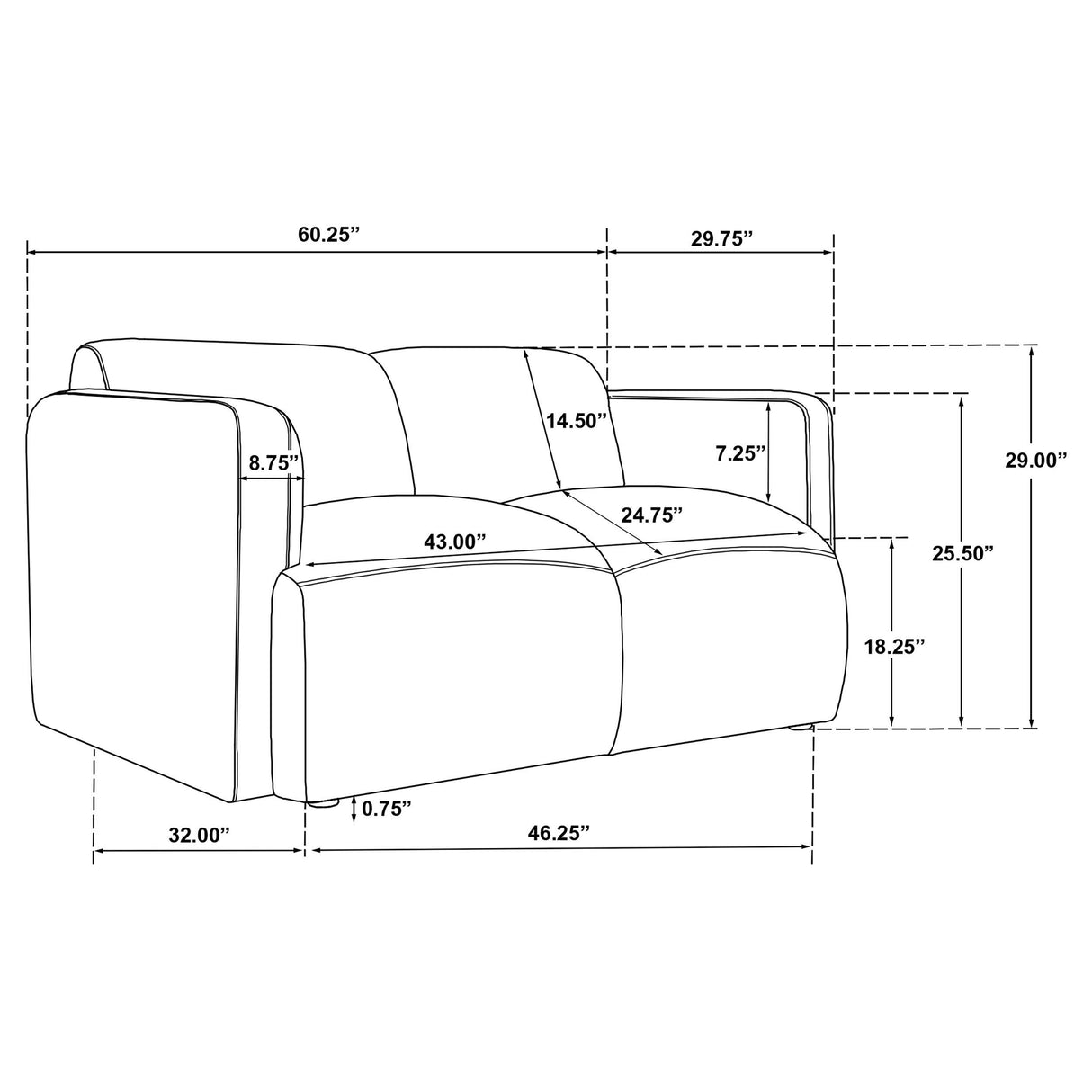 Coaster Furniture Dorset 509815 Fabric Upholstered Round Track Arm Loveseat - Brown IMAGE 11