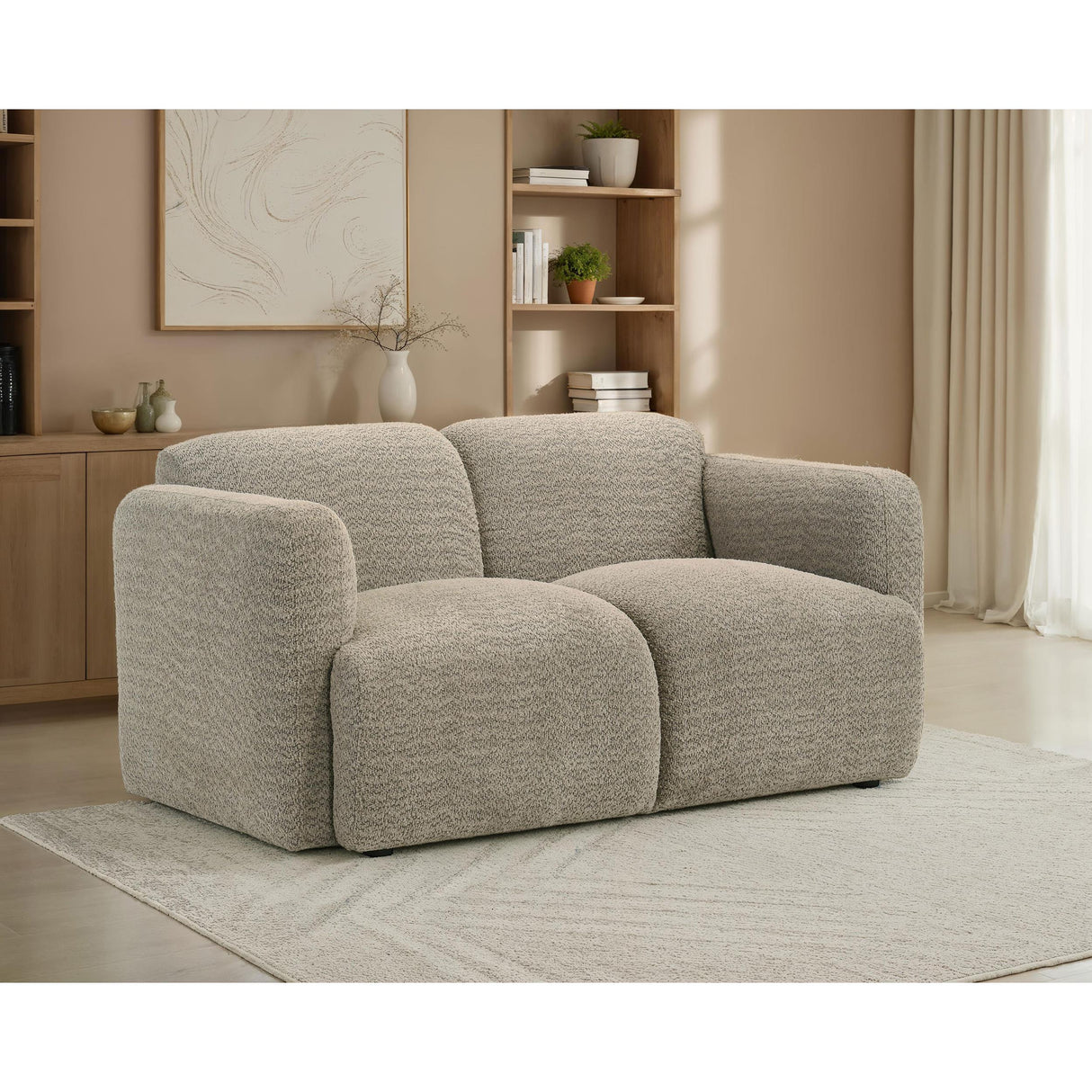Coaster Furniture Dorset 509815 Fabric Upholstered Round Track Arm Loveseat - Brown IMAGE 4