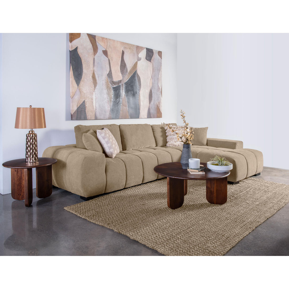 Coaster Furniture Octavia 509961 Upholstered Sectional Chaise Sofa - Camel IMAGE 4