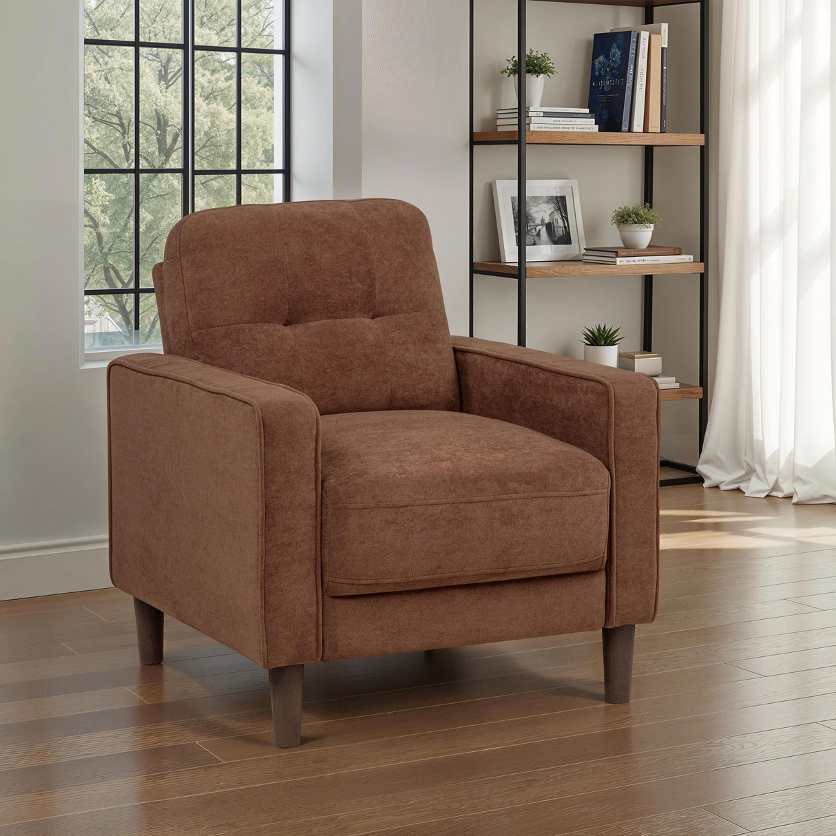 Coaster Furniture Bowen II 509973 Fabric Upholstered Track Arm Accent Chair - Rust IMAGE 4