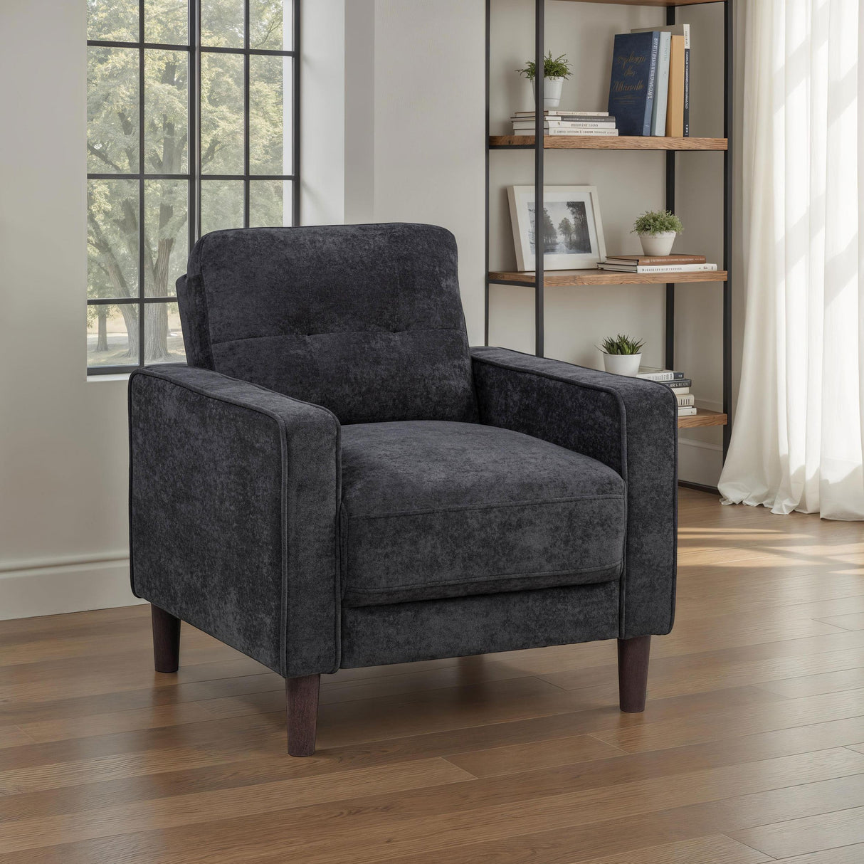 Coaster Furniture Bowen II 509983 Fabric Upholstered Track Arm Chair - Steel Grey IMAGE 3