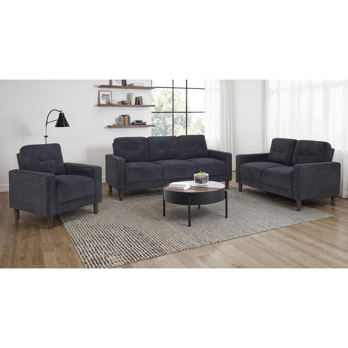 Coaster Furniture Bowen II 509983 Fabric Upholstered Track Arm Chair - Steel Grey IMAGE 7
