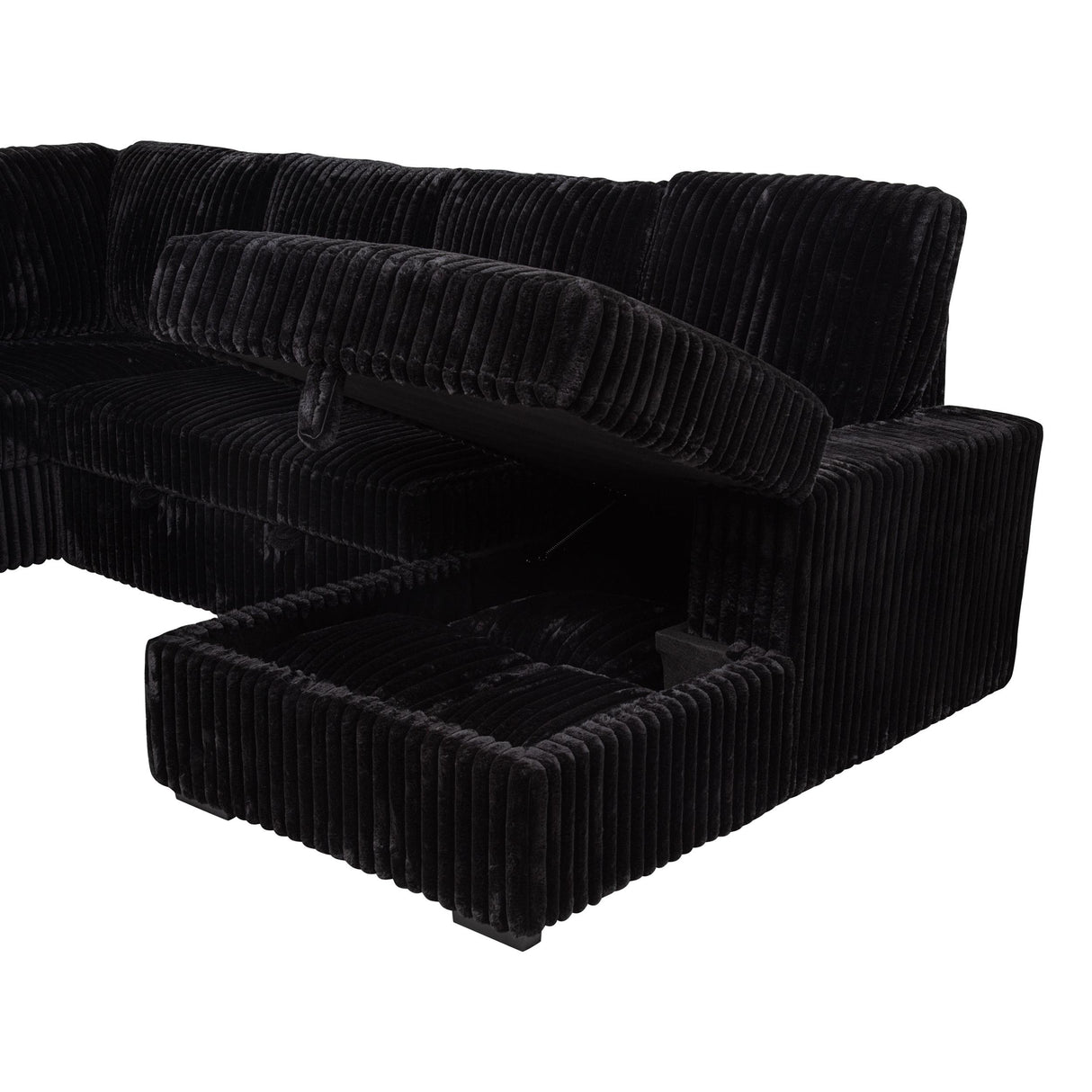 Coaster Furniture Devonshire 511049 Sleeper Sectional Sofa Storage Chaise - Black IMAGE 10