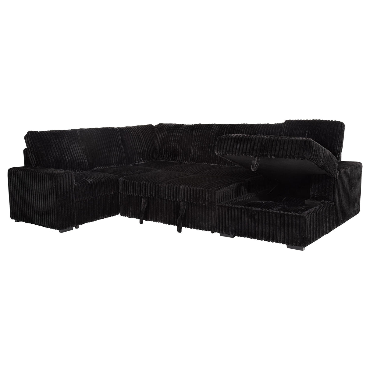 Coaster Furniture Devonshire 511049 Sleeper Sectional Sofa Storage Chaise - Black IMAGE 5
