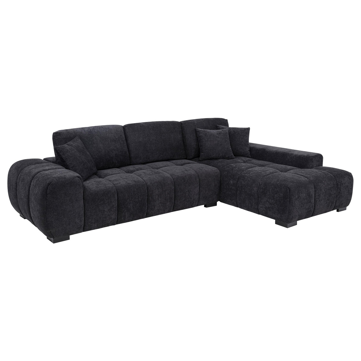 Coaster Furniture Octavia 511061 Upholstered Sectional Chaise Sofa - Black IMAGE 1