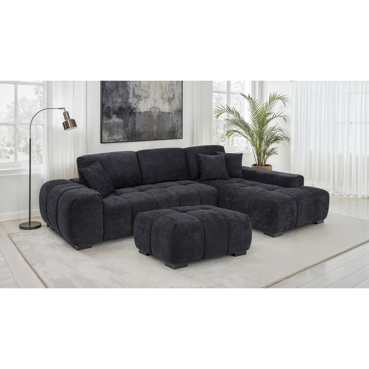 Coaster Furniture Octavia 511061 Upholstered Sectional Chaise Sofa - Black IMAGE 9