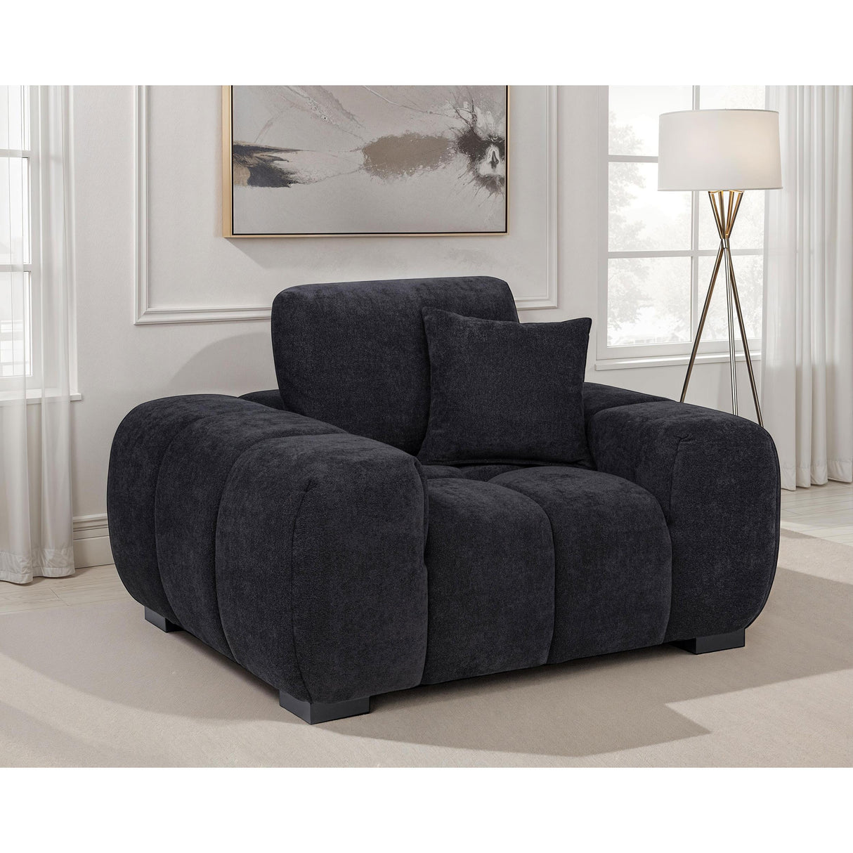 Coaster Furniture Octavia 511063 Upholstered Track Arm Accent Chair - Black IMAGE 3