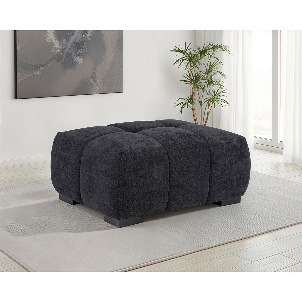Coaster Furniture Octavia 511064 Upholstered Rectangular Ottoman - Black IMAGE 3