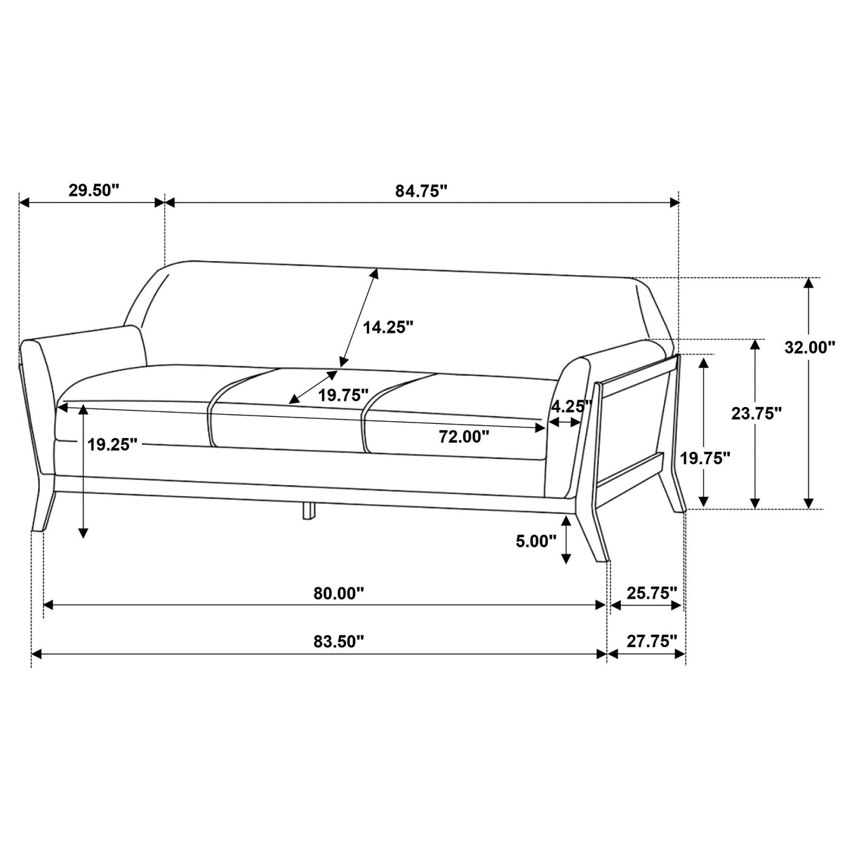 Coaster Furniture Vaughn 511071 Fabric Upholstered Flared Arm Sofa - Grey IMAGE 9