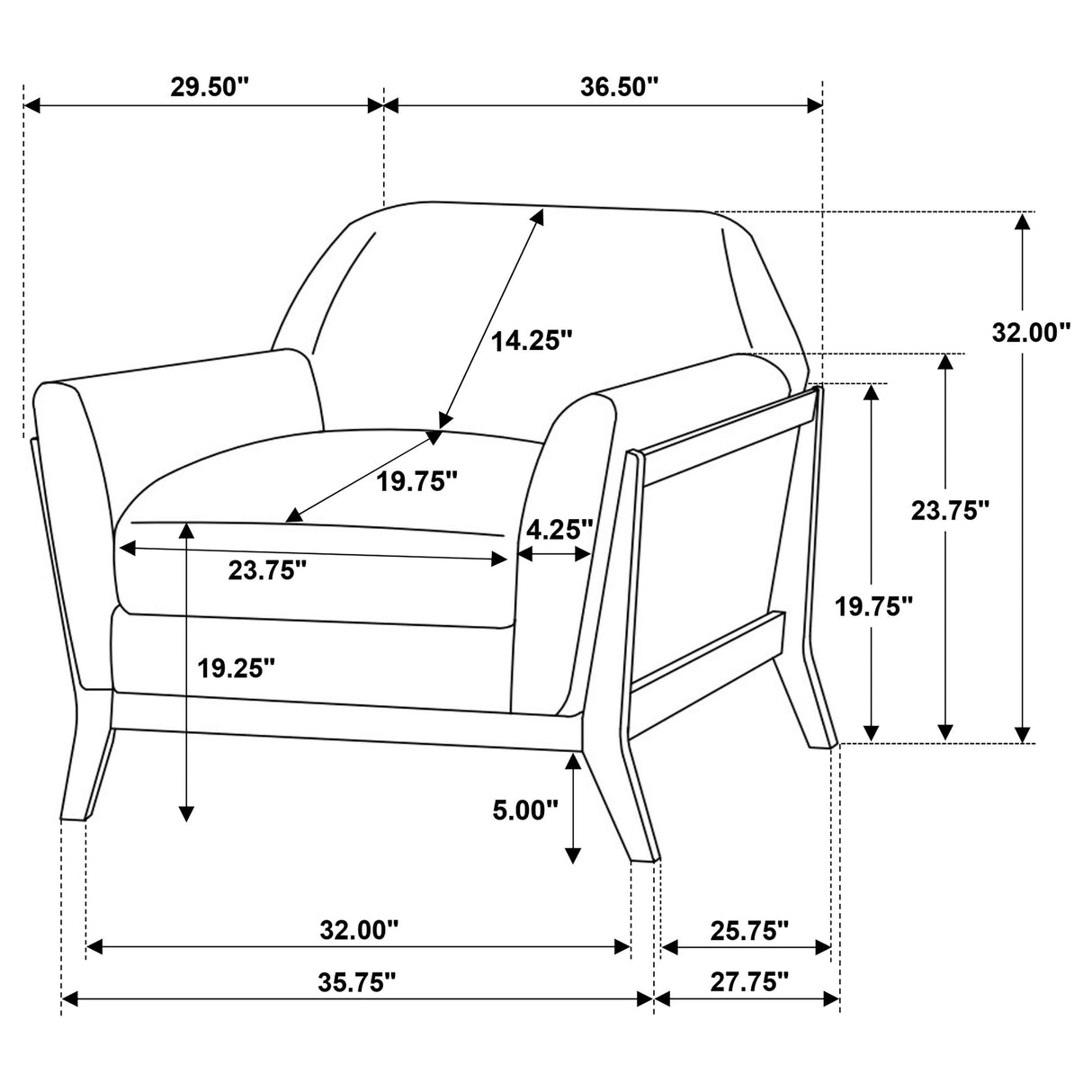 Coaster Furniture Vaughn 511073 Fabric Upholstered Flared Arm Accent Chair - Grey IMAGE 10