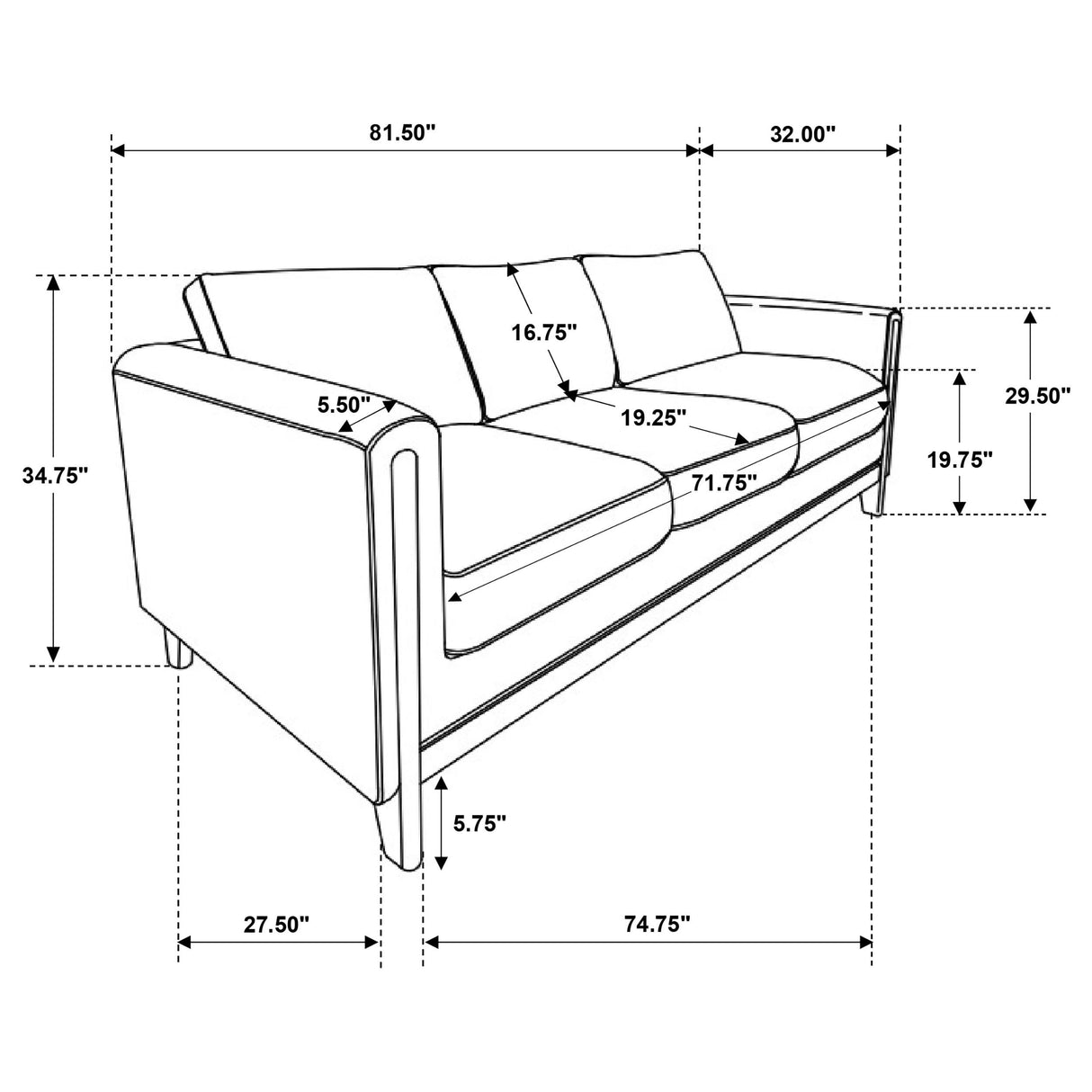 Coaster Furniture Islington 511101 Fabric Upholstered Panel Arm Sofa - Taupe IMAGE 7