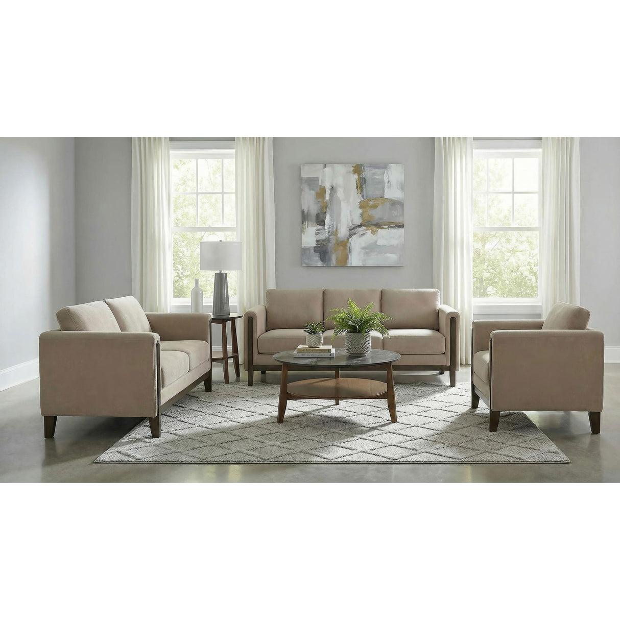 Coaster Furniture Islington 511101 Fabric Upholstered Panel Arm Sofa - Taupe IMAGE 9