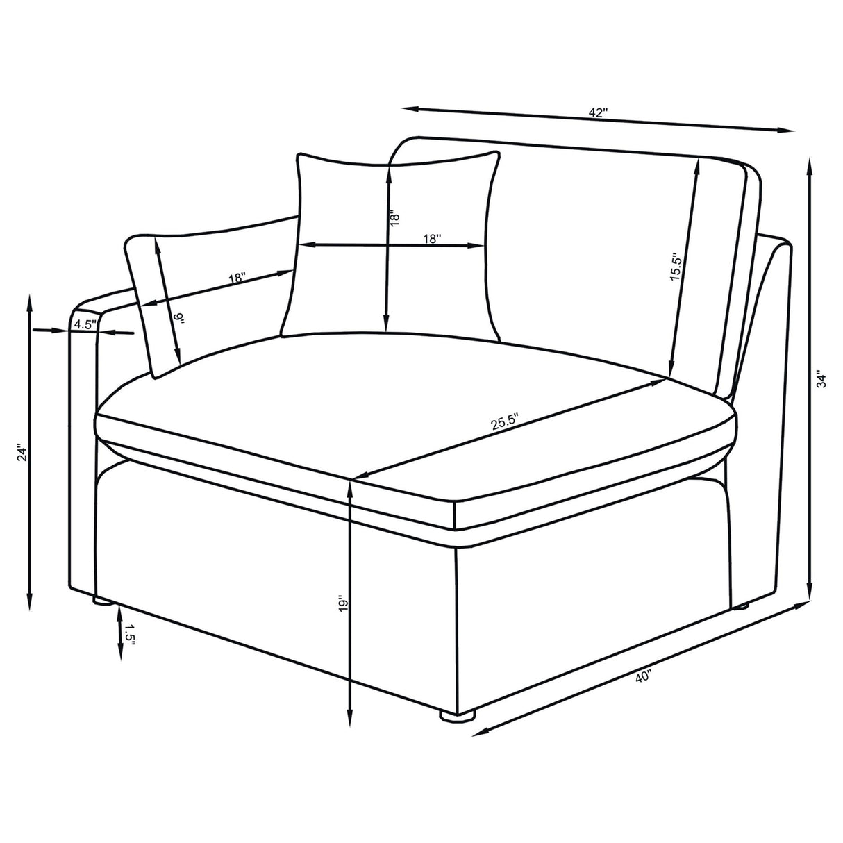 Coaster Furniture Hobson 551455-SETA 5-piece Upholstered Modular Sectional Sofa - Charcoal IMAGE 12