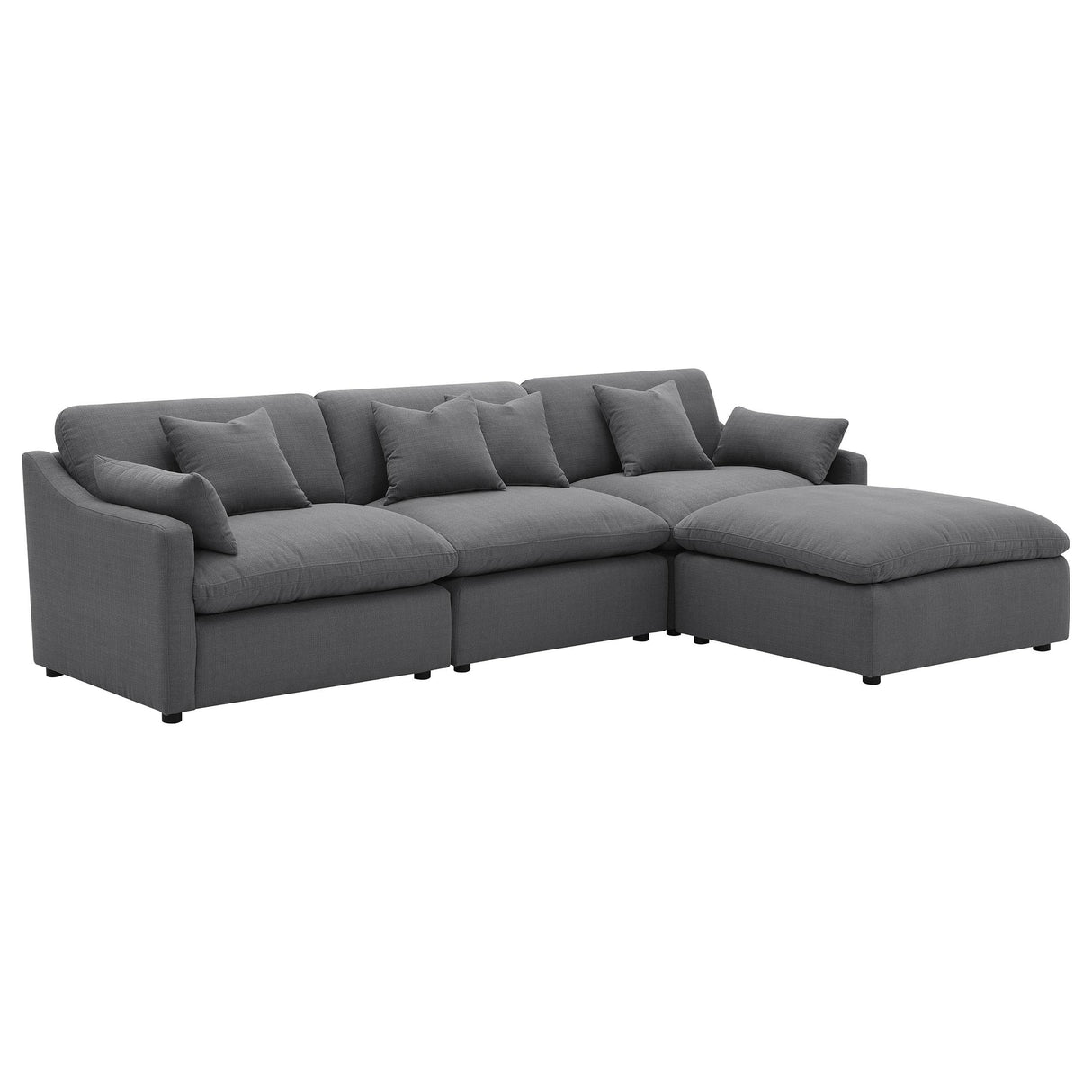 Coaster Furniture Hobson 551455-SETB 4-piece Upholstered Modular Sectional Sofa - Charcoal IMAGE 1
