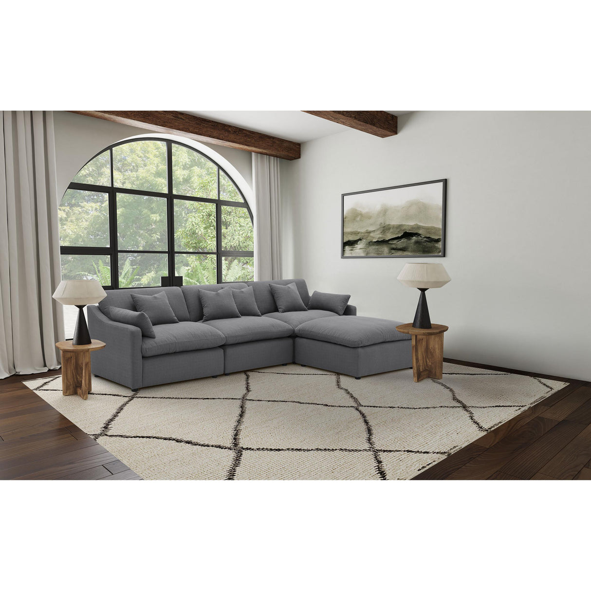 Coaster Furniture Hobson 551455-SETB 4-piece Upholstered Modular Sectional Sofa - Charcoal IMAGE 2