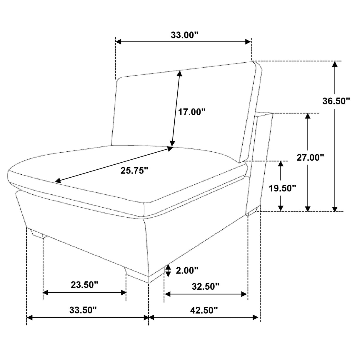 Coaster Furniture Lakeview 551461 Upholstered Armless Chair - Ivory IMAGE 3