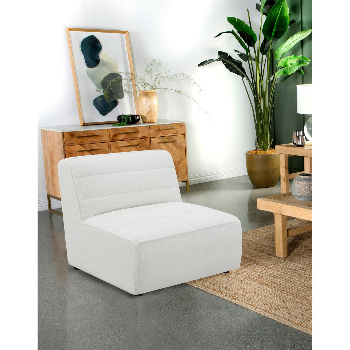 Coaster Furniture Sunny 551621 Upholstered Armless Chair - Natural IMAGE 3