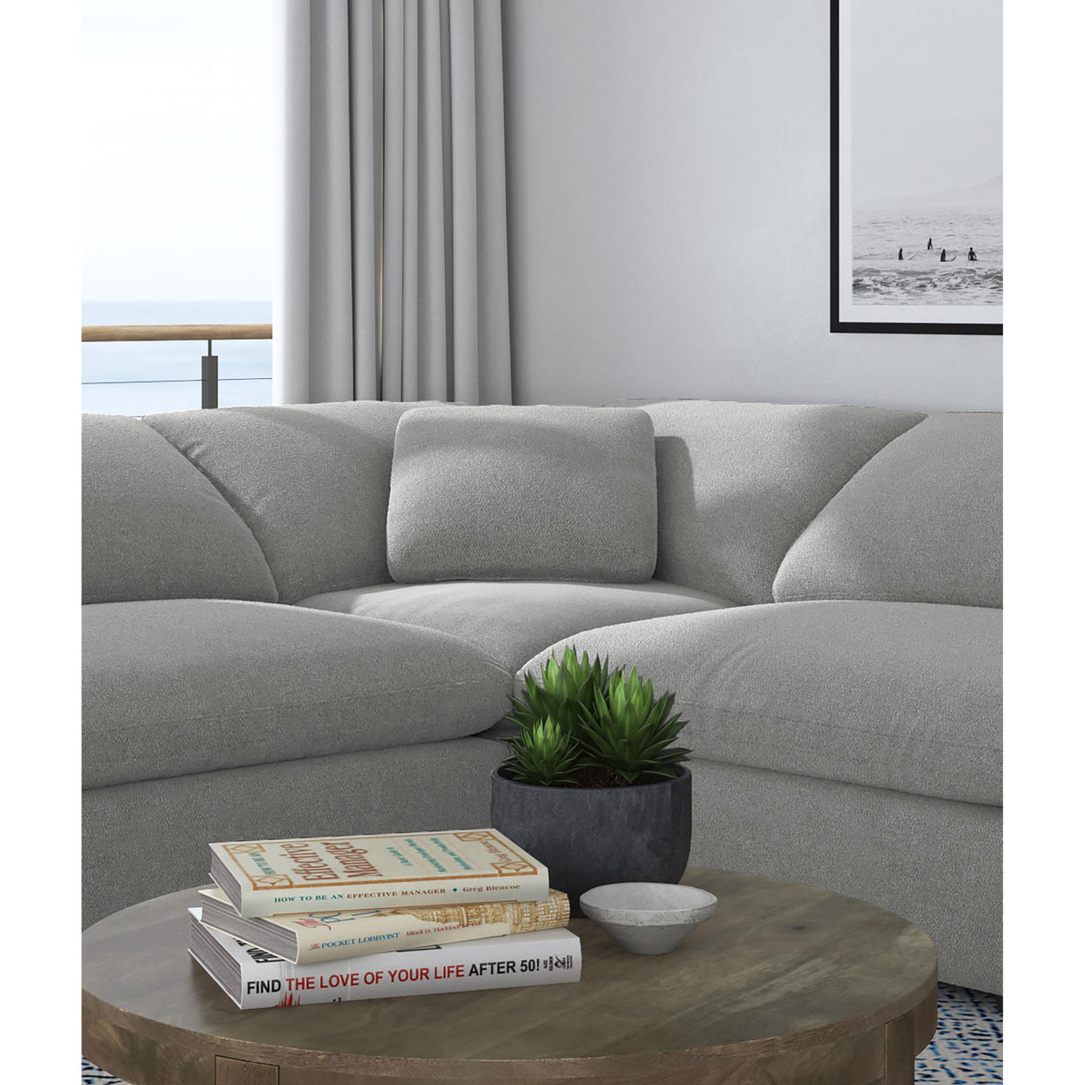 Coaster Furniture Raleigh 551755 Boucle Upholstered Corner Chair - Grey IMAGE 2