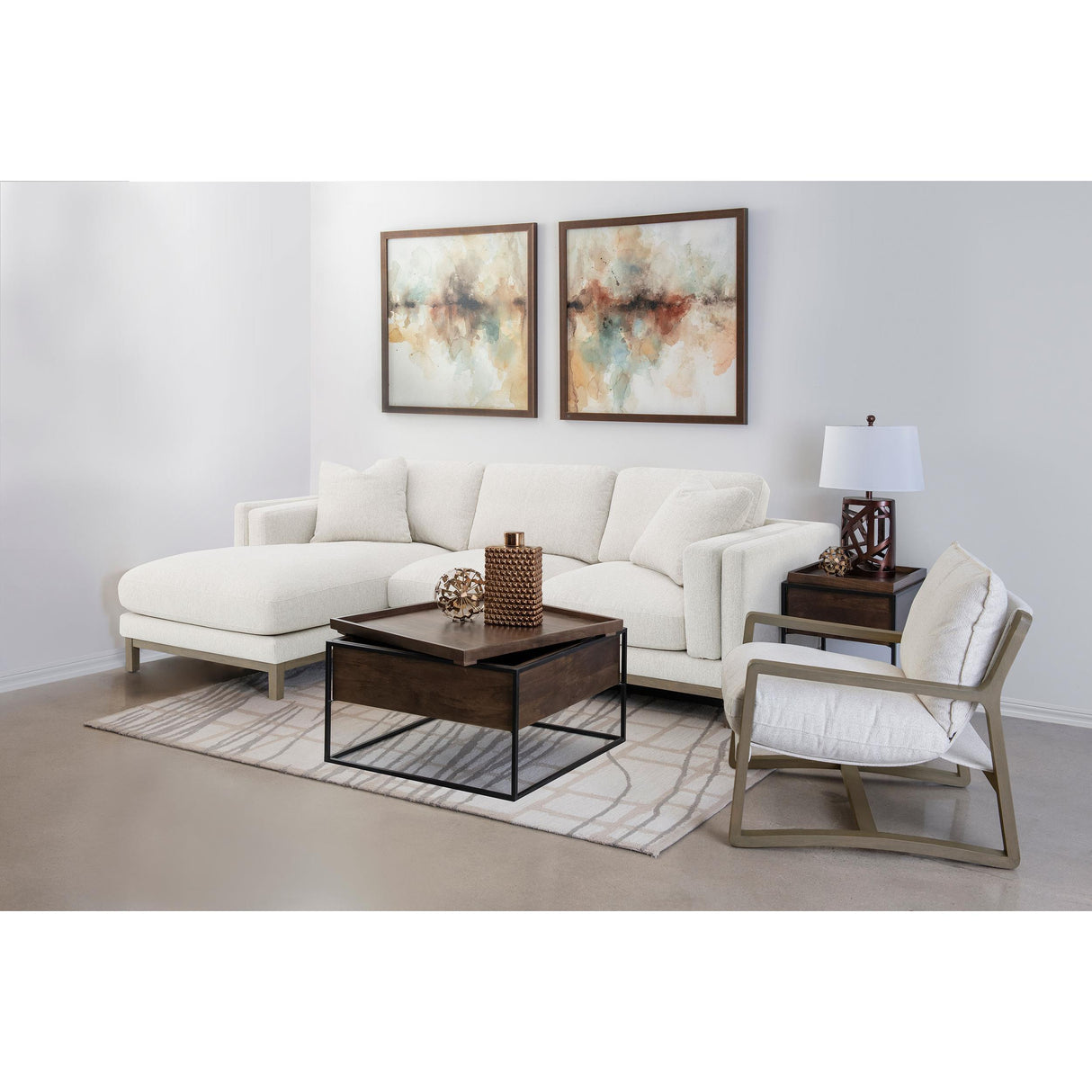 Coaster Furniture Geneva 551777 Boucle Upholstered Sectional Chaise Sofa - Sand IMAGE 19