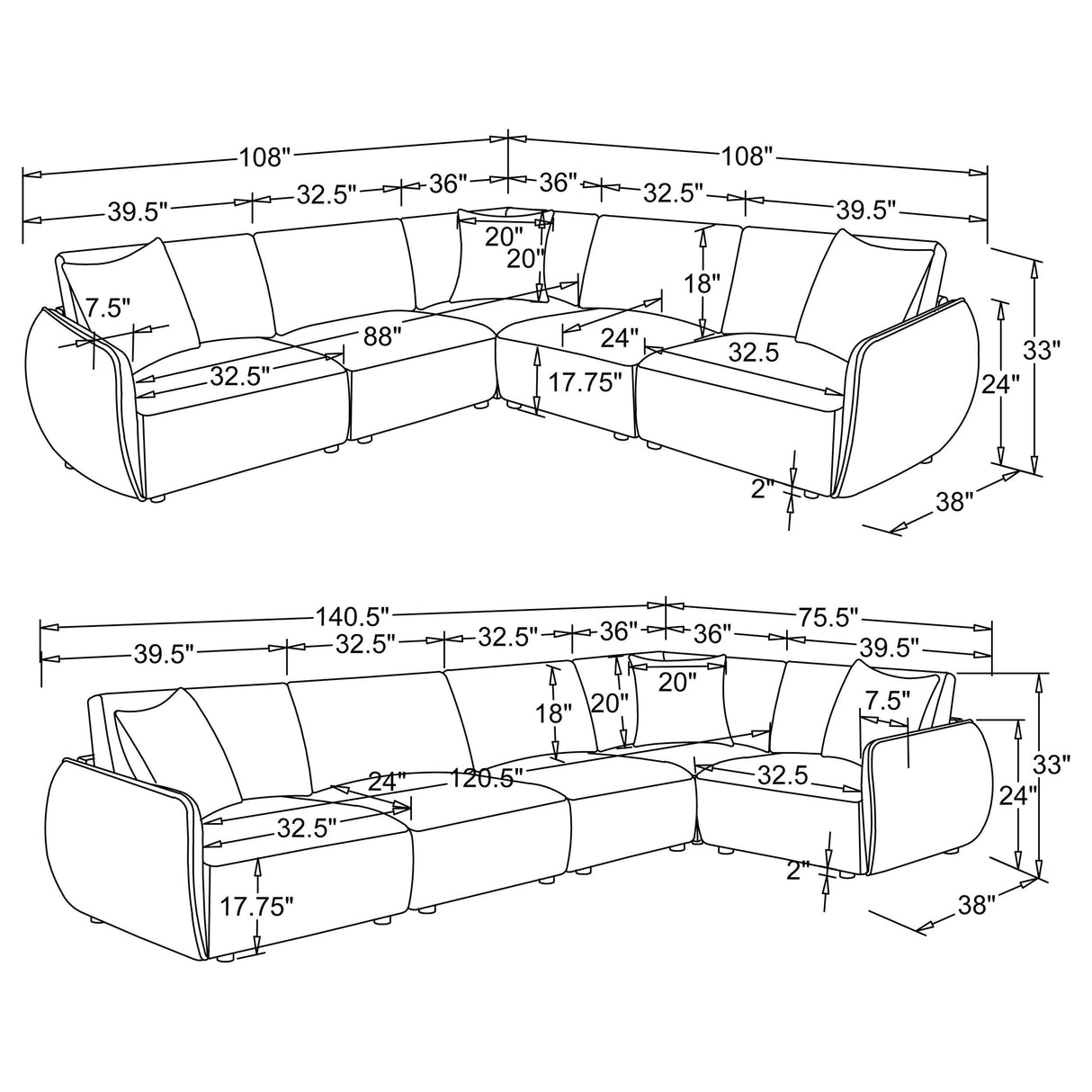 Coaster Furniture Elysia 551891-SETA 5-piece Chenille Upholstered Modular Sectional Sofa - Coral IMAGE 15