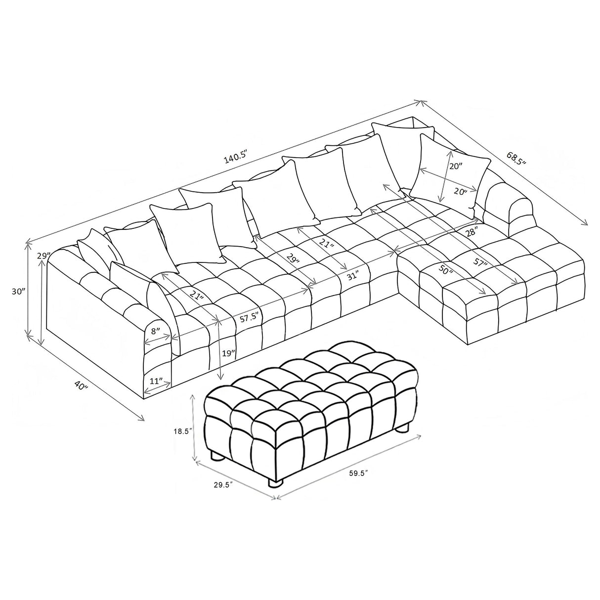 Coaster Furniture Amara 551911-SET 4-Piece Upholstered Sectional Sofa IMAGE 11
