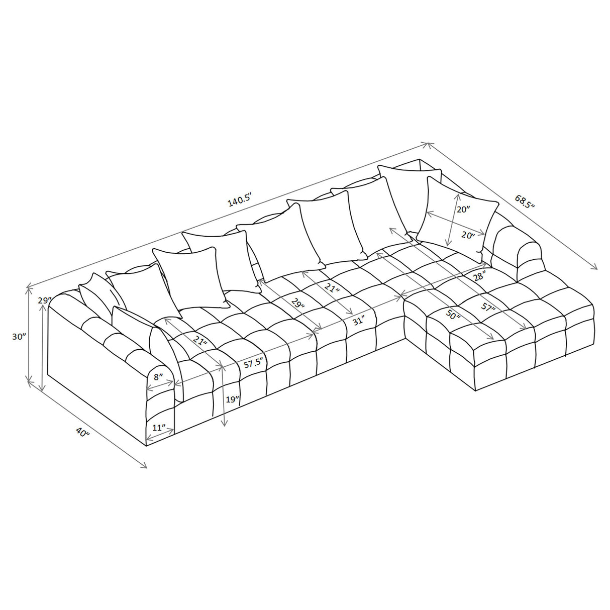 Coaster Furniture Amara 551911-SETA 3-Piece Upholstered Sectional Sofa IMAGE 9