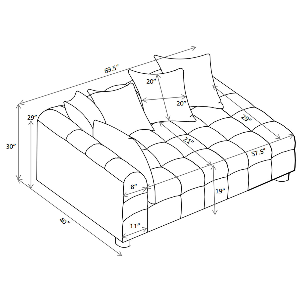 Coaster Furniture Amara 551914LAF Upholstered LAF Loveseat IMAGE 6