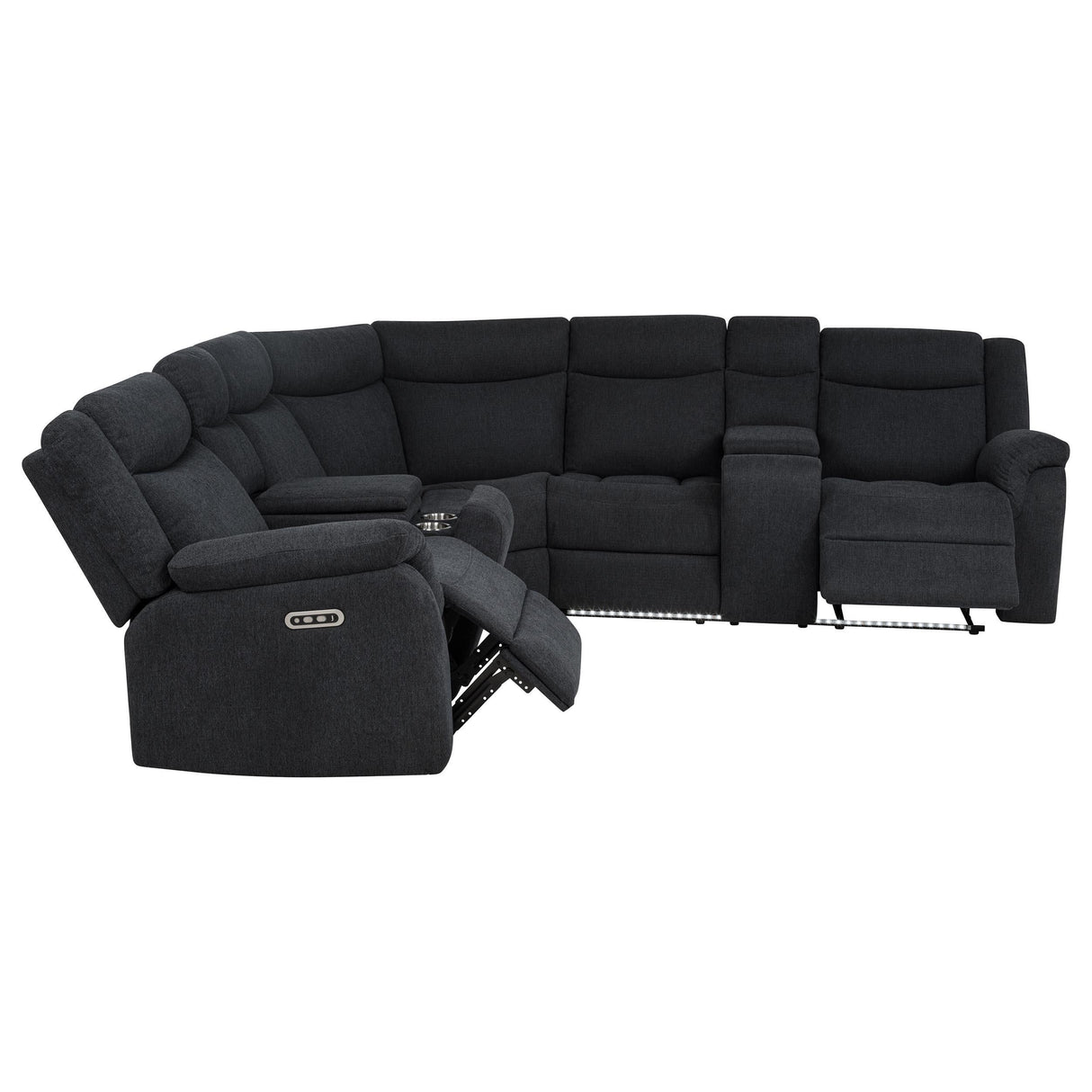 Coaster Furniture Hagen 600500P Upholstered Power Reclining Sectional Sofa - Steel Grey IMAGE 2