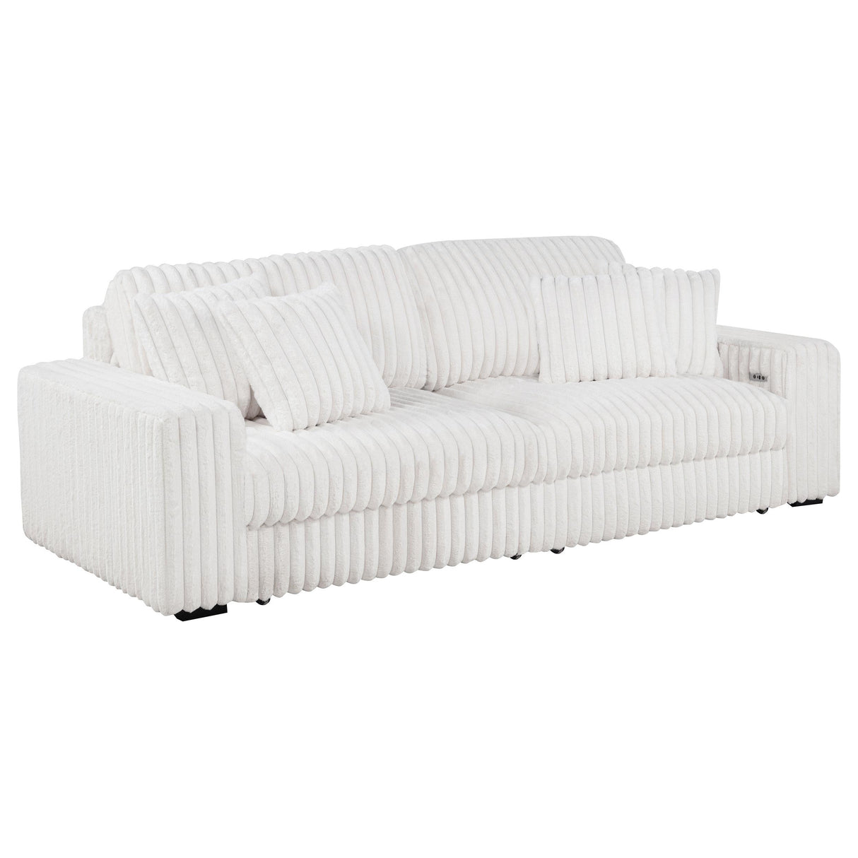 Coaster Furniture Jacana 600535P Corduroy Upholstered Dual Power Chaise Sofa - Ivory IMAGE 1