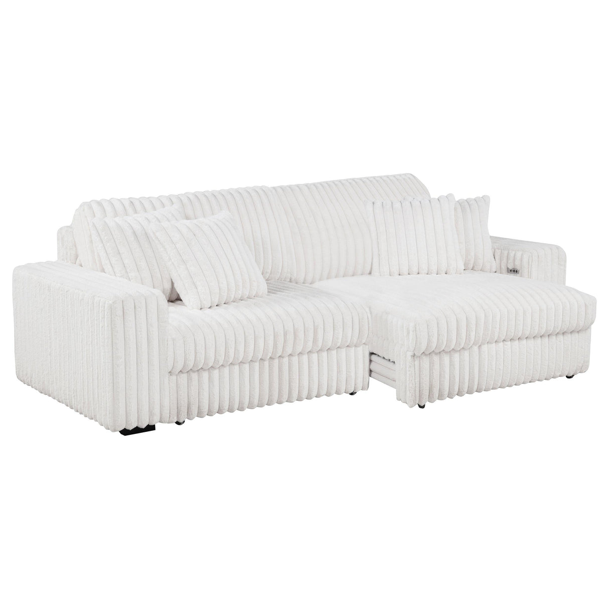 Coaster Furniture Jacana 600535P Corduroy Upholstered Dual Power Chaise Sofa - Ivory IMAGE 12