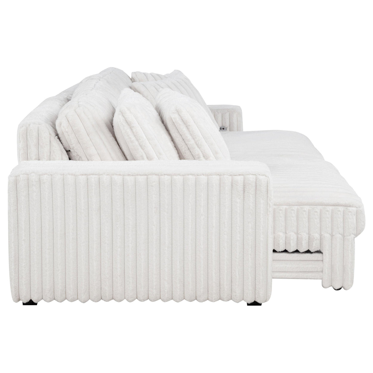 Coaster Furniture Jacana 600535P Corduroy Upholstered Dual Power Chaise Sofa - Ivory IMAGE 6