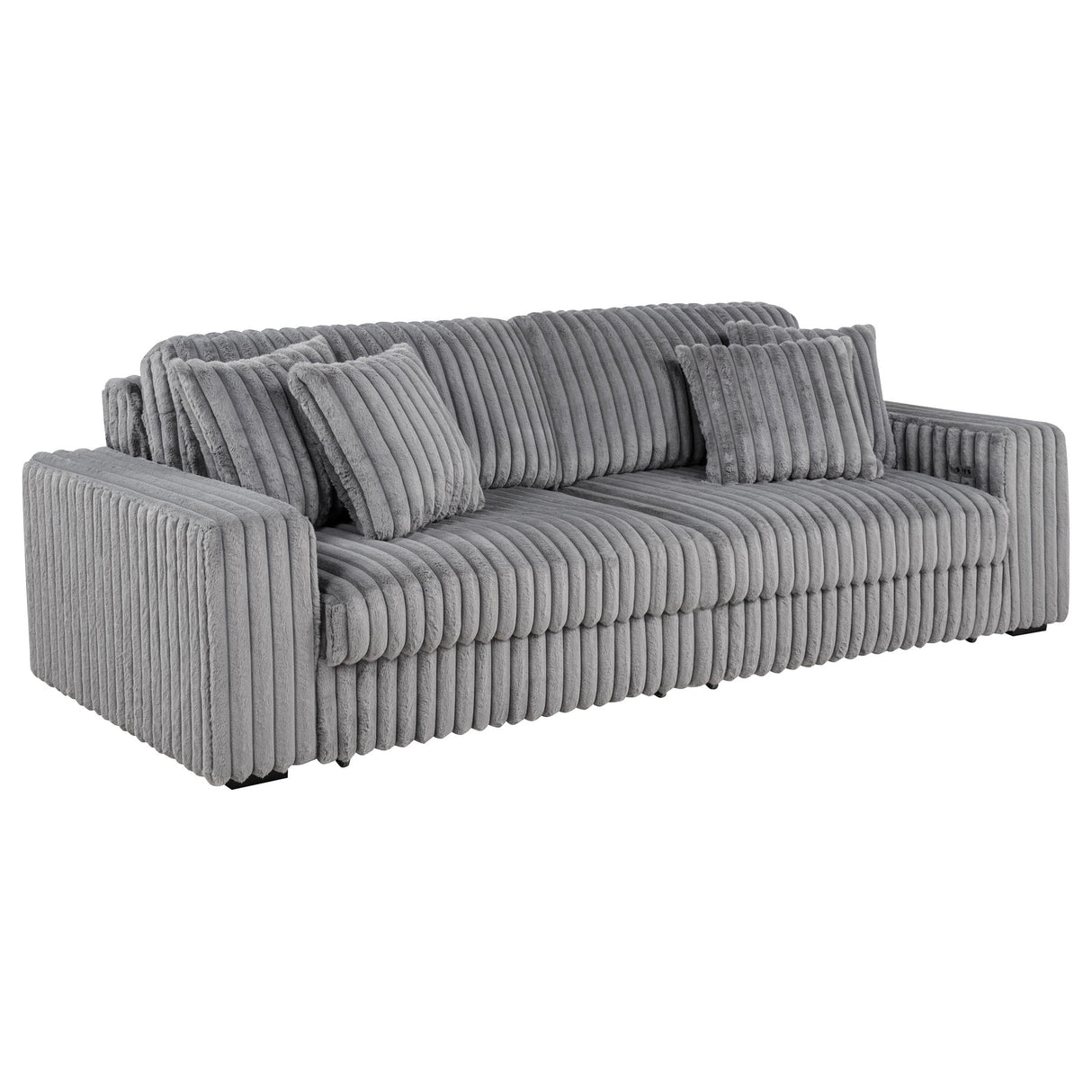Coaster Furniture Jacana 600536P Corduroy Upholstered Dual Power Chaise Sofa - Grey IMAGE 1