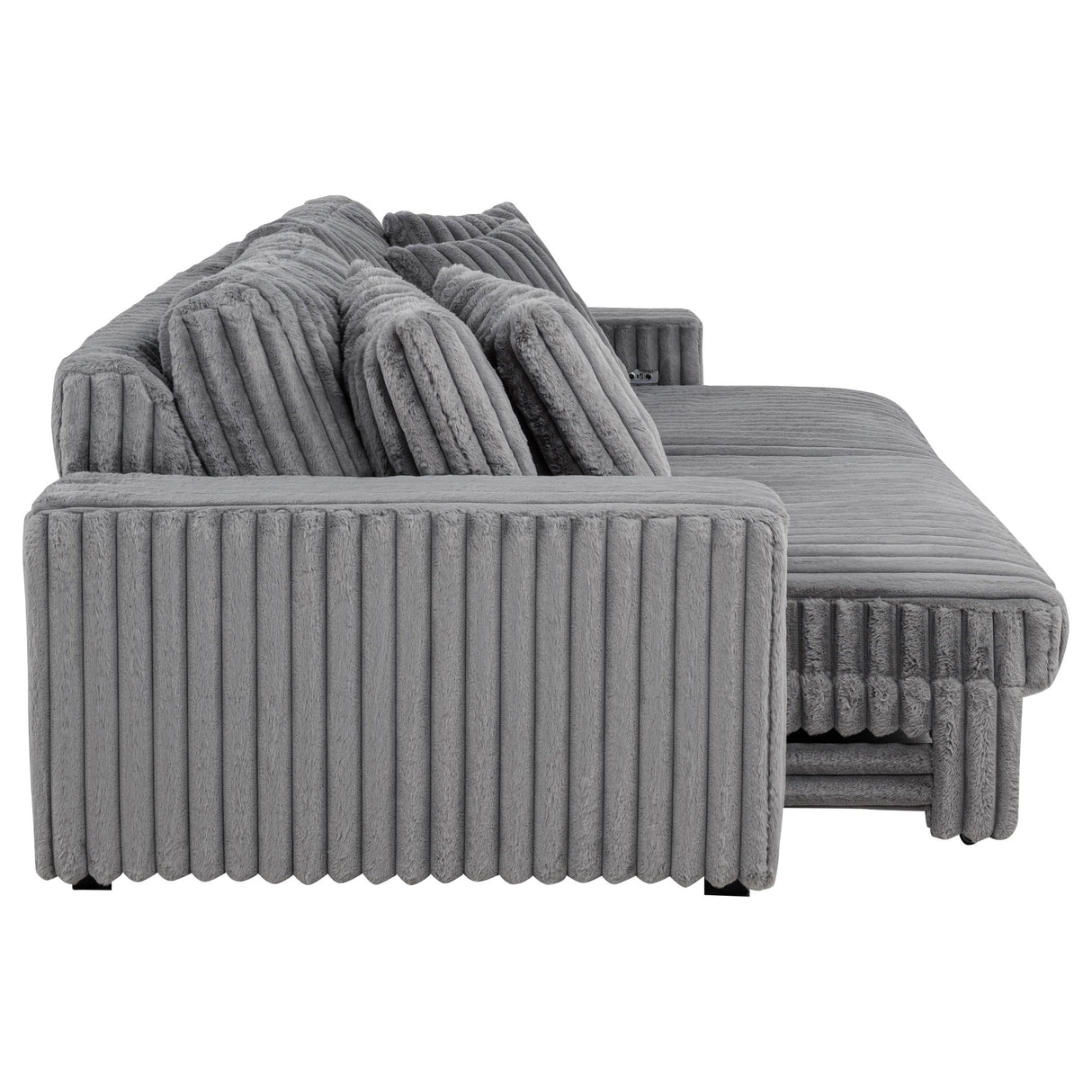 Coaster Furniture Jacana 600536P Corduroy Upholstered Dual Power Chaise Sofa - Grey IMAGE 7
