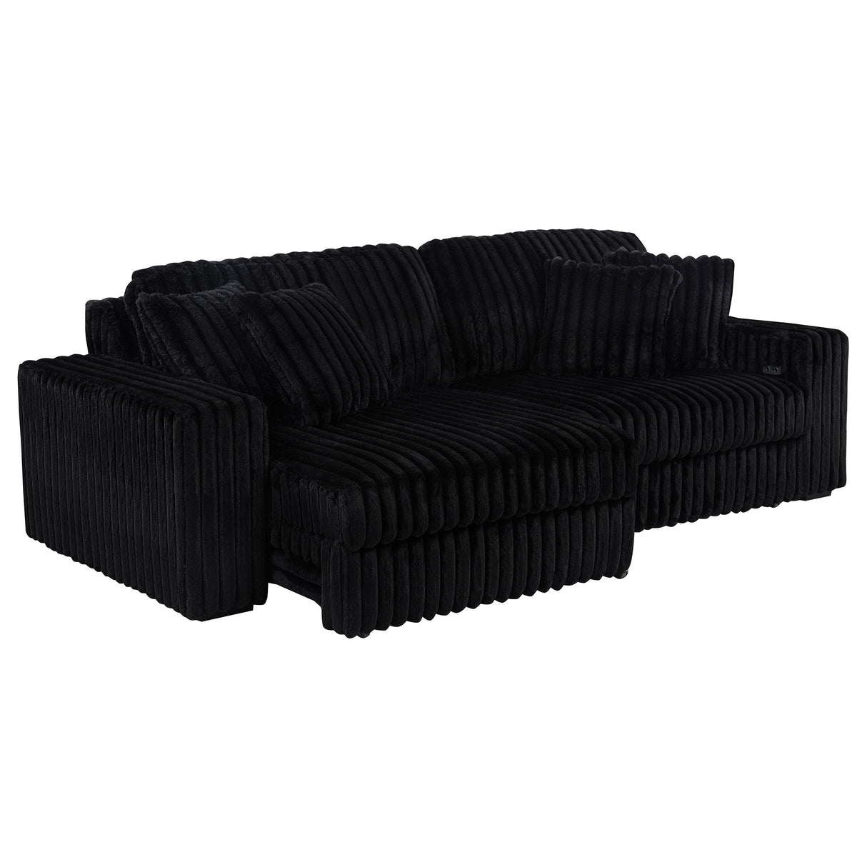 Coaster Furniture Jacana 600537P Corduroy Upholstered Dual Power Chaise Sofa - Black IMAGE 3