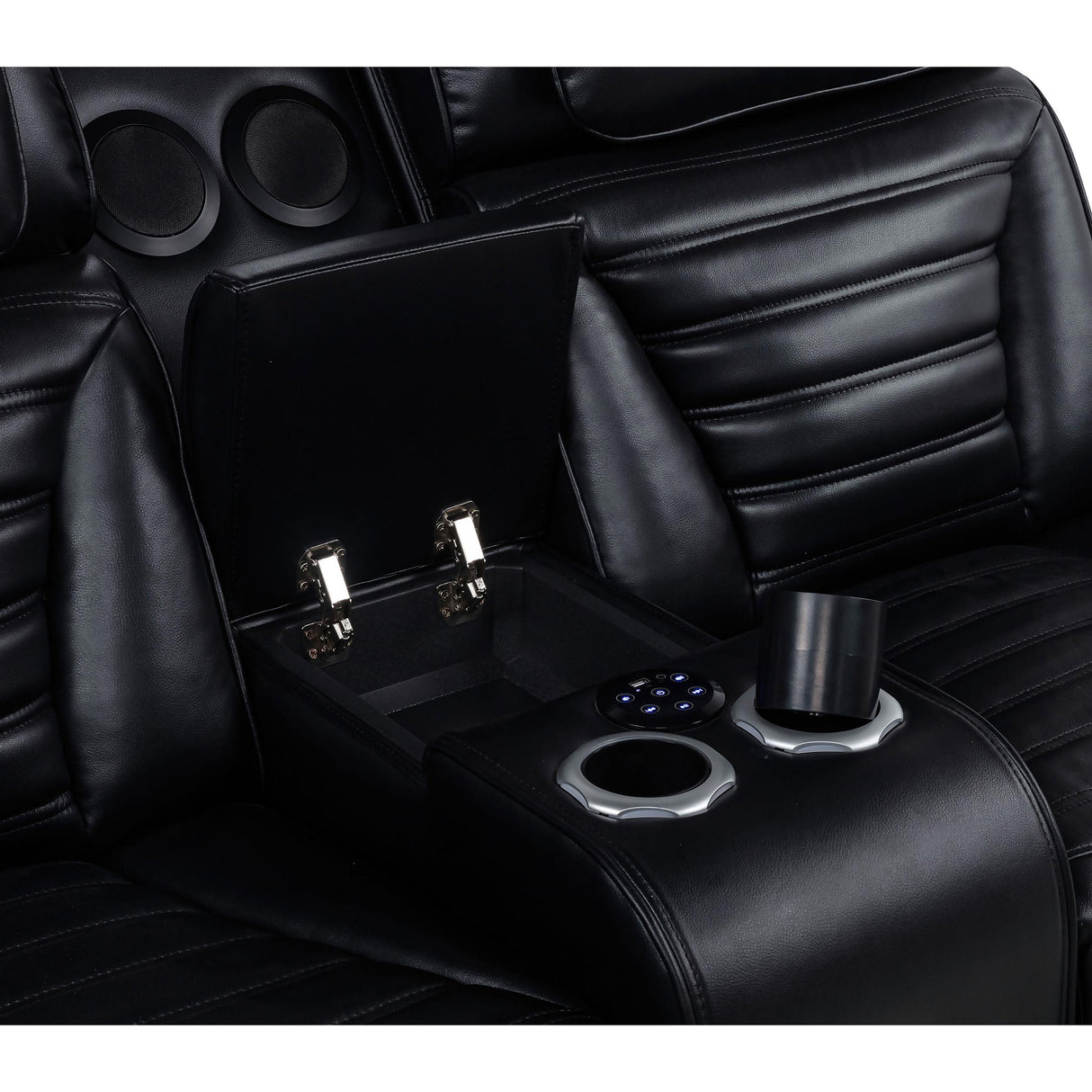 Coaster Furniture Zuma 603252PP Faux Leather Dual Power Reclining LED Loveseat - Black IMAGE 11