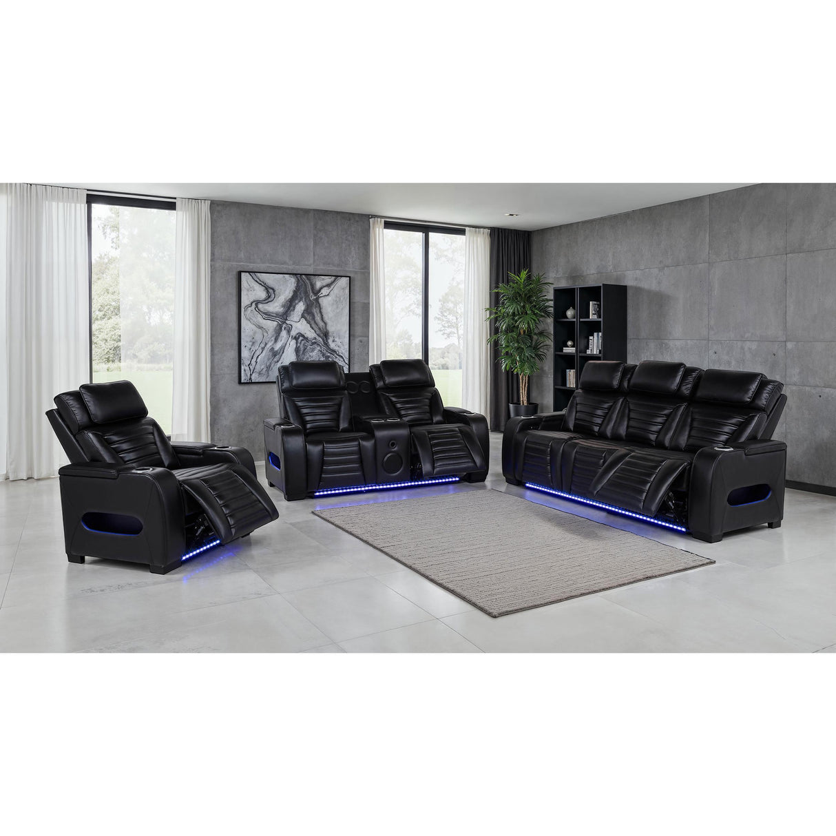Coaster Furniture Zuma 603253PP Faux Leather Upholstered Dual Power LED Recliner - Black IMAGE 11