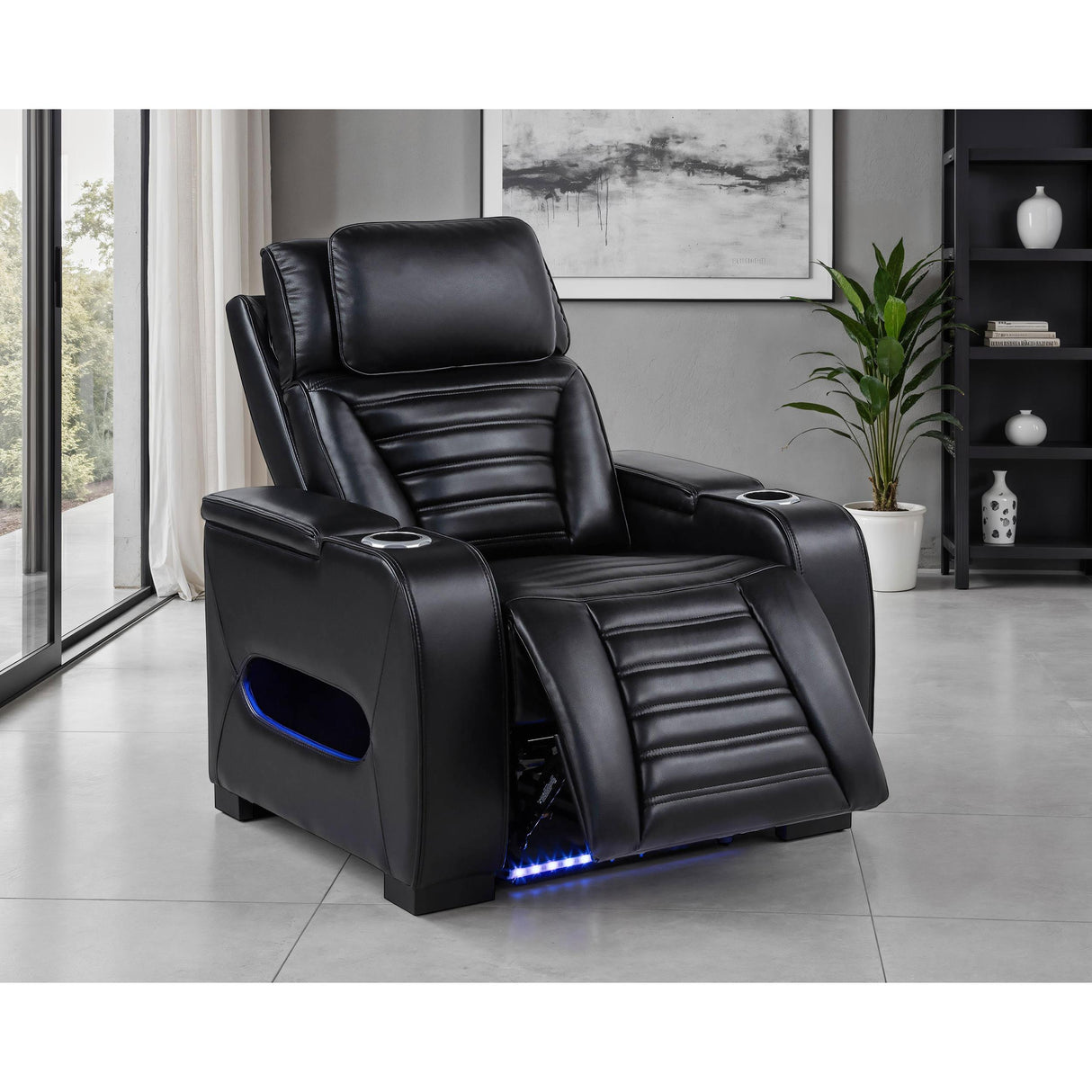 Coaster Furniture Zuma 603253PP Faux Leather Upholstered Dual Power LED Recliner - Black IMAGE 9