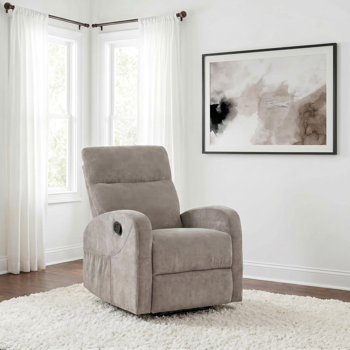 Coaster Furniture Hamilton 603373 Chenille Upholstered Manual Glider Recliner - Sand IMAGE 9
