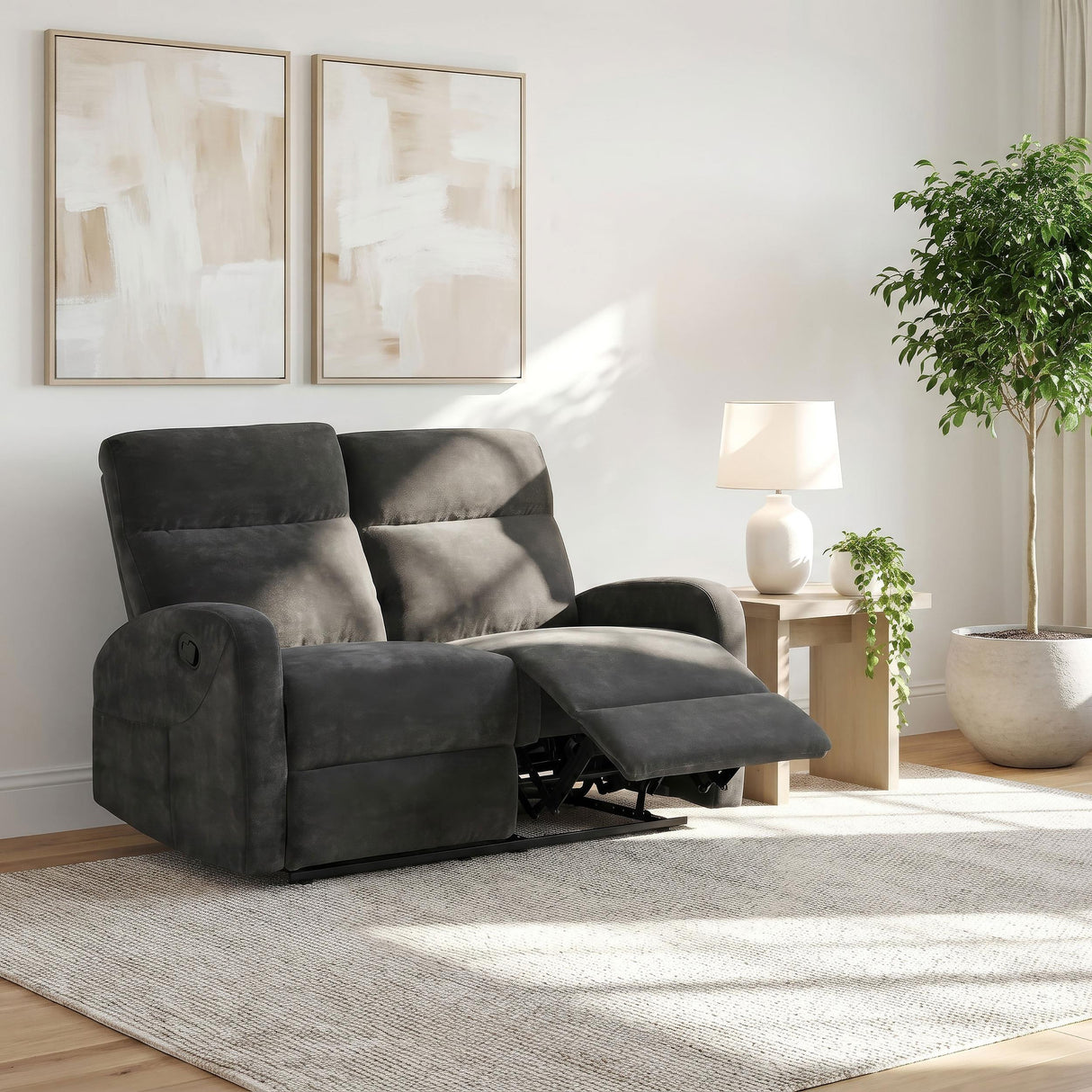 Coaster Furniture Hamilton 603375 Chenille Upholstered Manual Reclining Loveseat - Charcoal Grey IMAGE 7