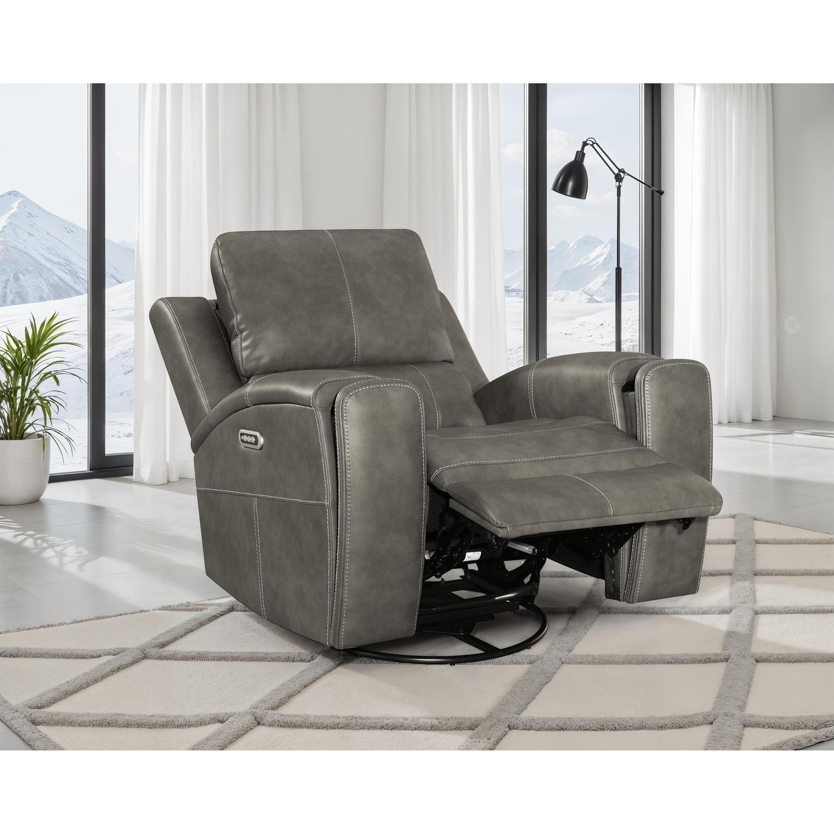 Coaster Furniture Brickston 603433PPP Triple Power Swivel Glider Recliner - Charcoal IMAGE 2