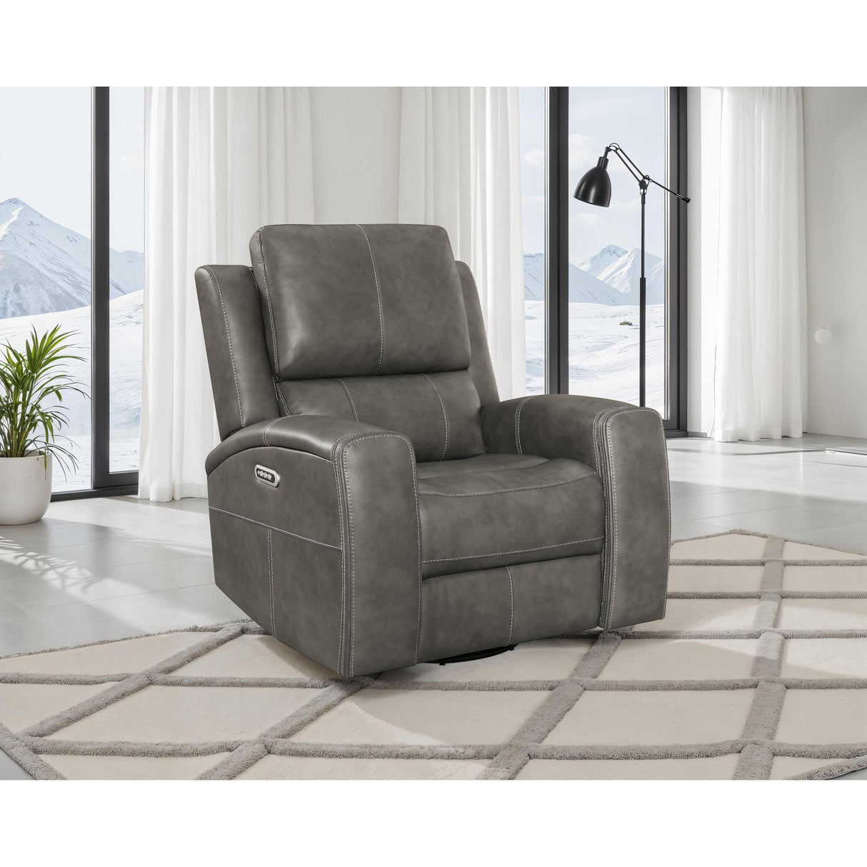 Coaster Furniture Brickston 603433PPP Triple Power Swivel Glider Recliner - Charcoal IMAGE 3