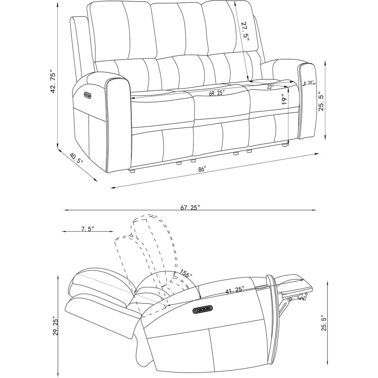 Coaster Furniture Brickston 603434PPP Triple Power Reclining Sofa - Grey IMAGE 14