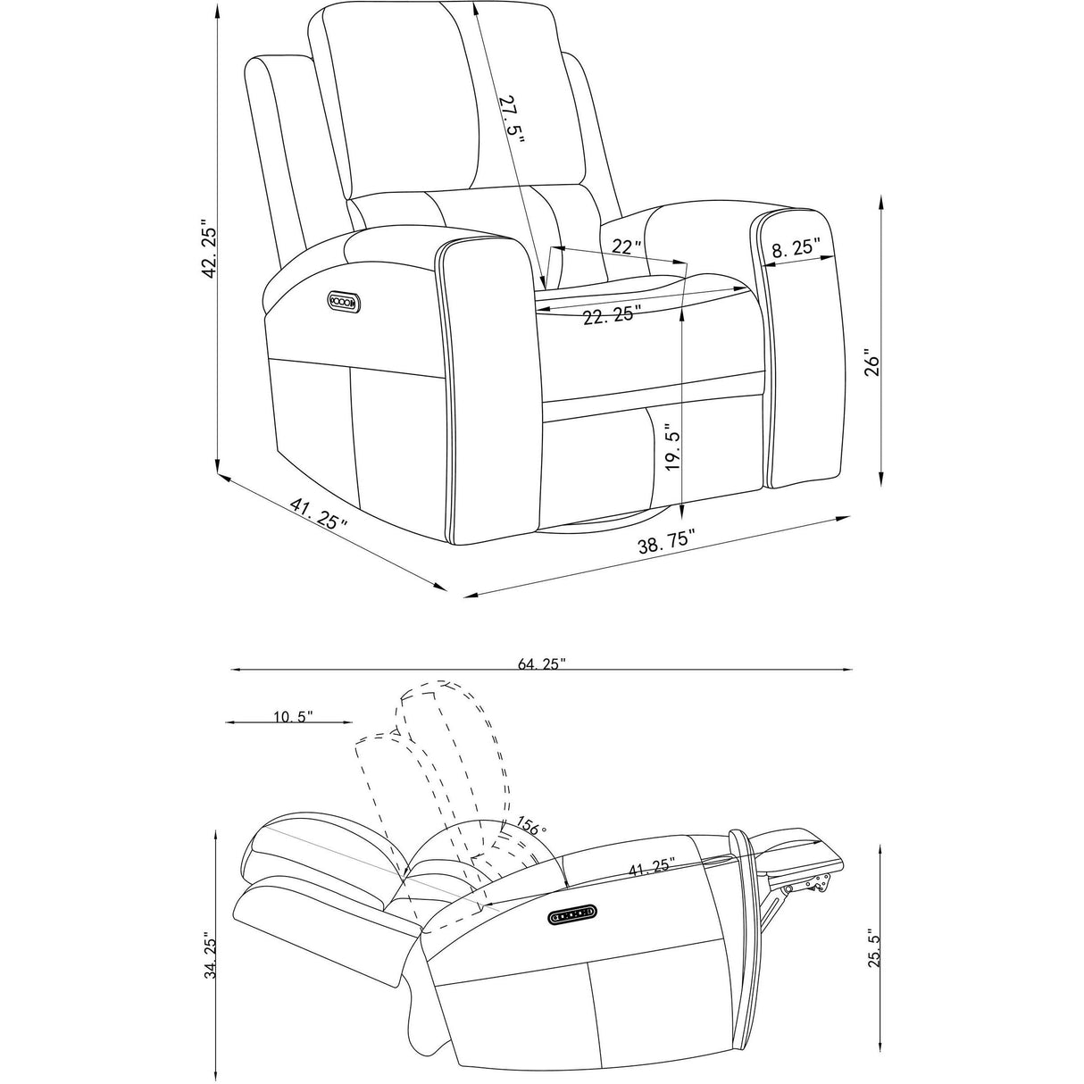 Coaster Furniture Brickston 603436PPP Triple Power Swivel Glider Recliner - Grey IMAGE 14