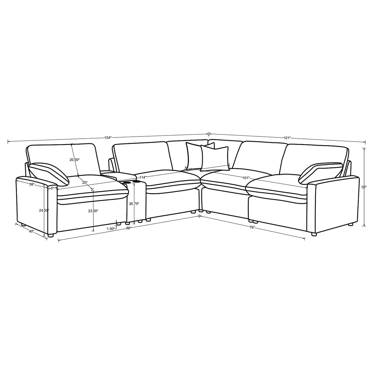 Coaster Furniture Collins 609530P-SET 6-piece Modular Power Reclining Sectional - Dark Grey IMAGE 9