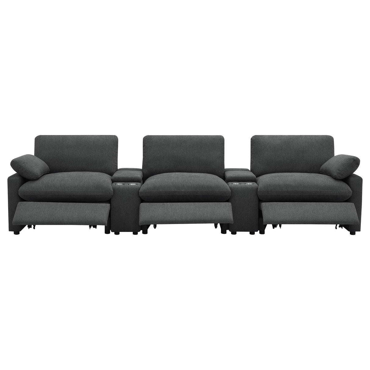 Coaster Furniture Collins 609531PT 5-Piece Power Reclining Home Theater Seating - Dark Grey IMAGE 4