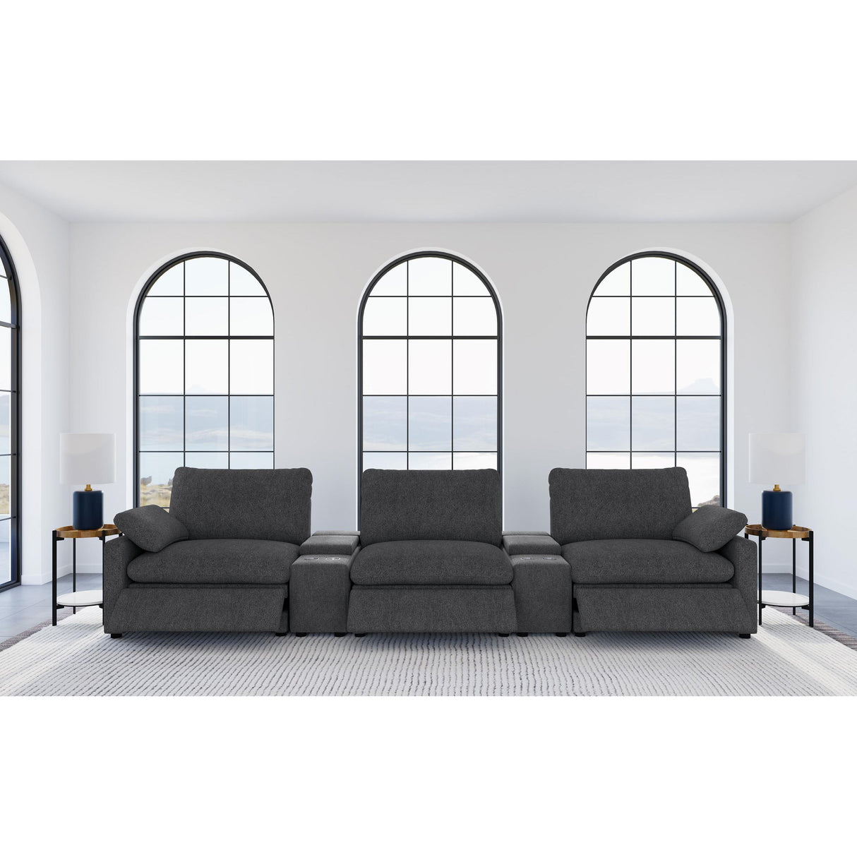 Coaster Furniture Collins 609531PT 5-Piece Power Reclining Home Theater Seating - Dark Grey IMAGE 7