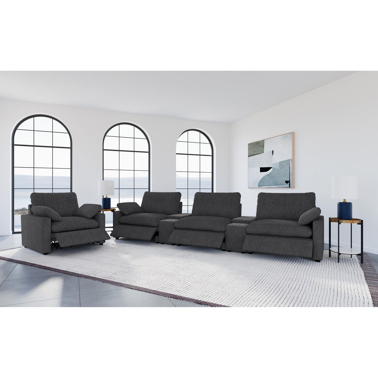Coaster Furniture Collins 609533P Upholstered Power Recliner Chair - Dark Grey IMAGE 4